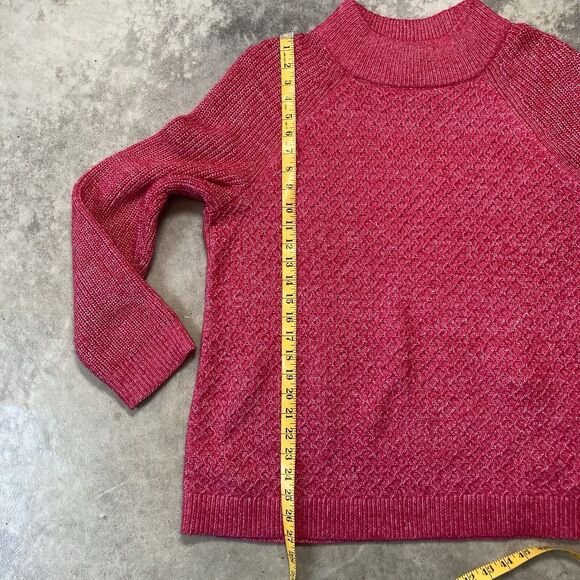 Talbots Sweater Womens 3X Pink Textured Stitch Knit Mockneck Straight Hem - Picture 3 of 7